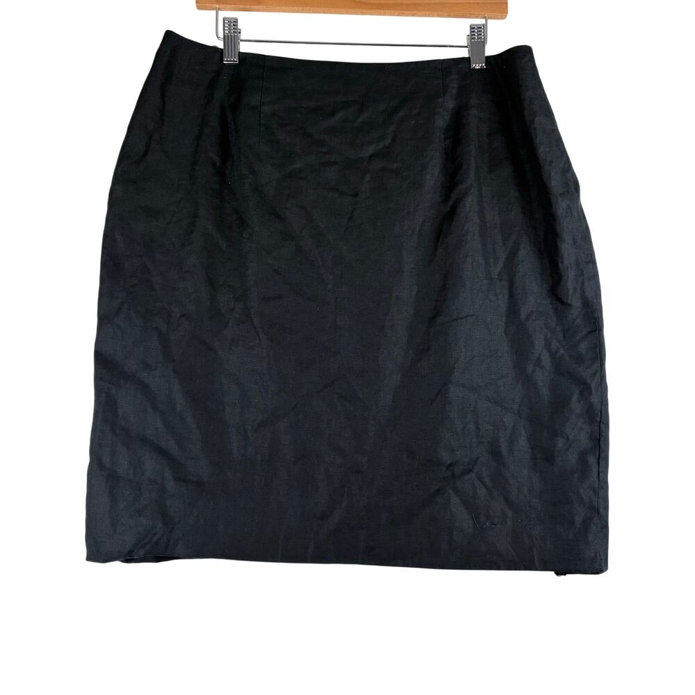 Lord & Taylor 100% Linen Mini Skirt Women's Large Black Goth Minimalist Capsule